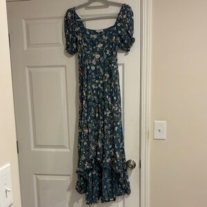 Patrons of Peace Teal Floral High Low Dress